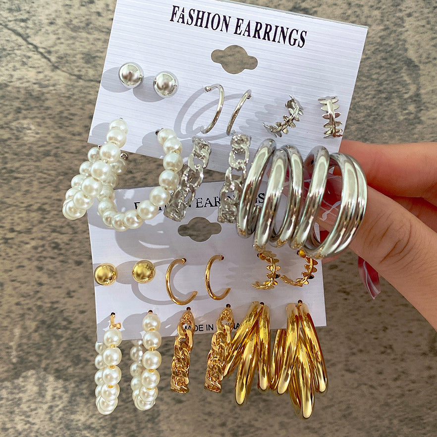 Damen Ohrringe Set mit elegantem Perl- und goldfarbenem Design Shop Nory