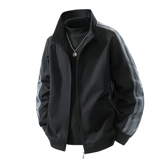 Herren Sportive Zipjacke mit Stehkragen und kontrastierenden Ärmestreifen Shop Nory