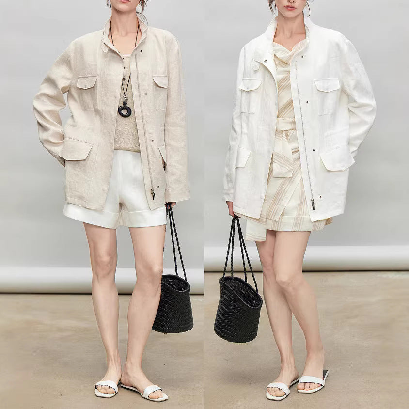 Damen Leichte und Luftige Leinenjacke Shop Nory