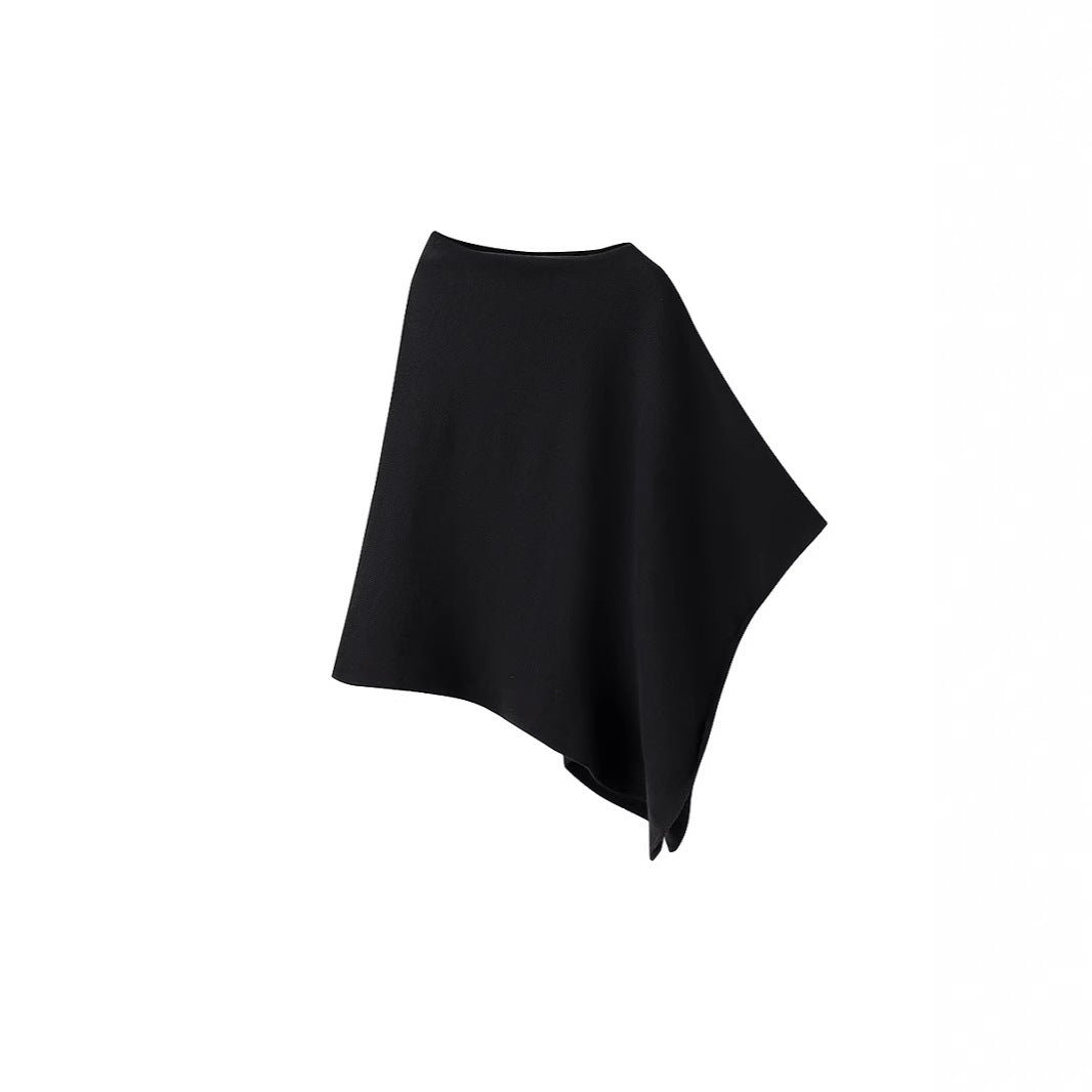 Damen Feiner Strickponcho mit asymmetrischem Saum und U‑Boot‑Ausschnitt Shop Nory