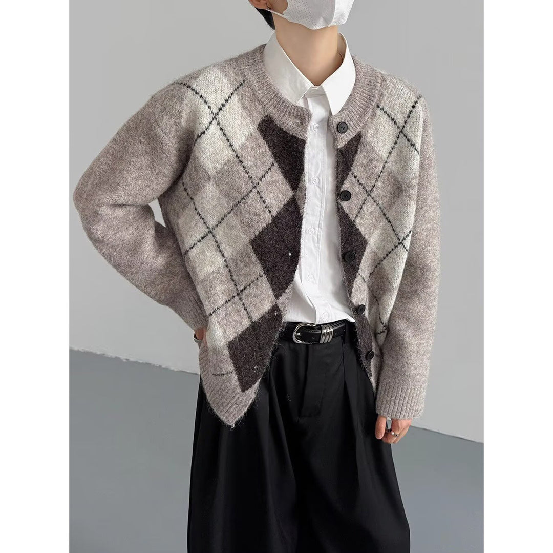 Damen Grobstrickjacke mit modernem Karomuster Shop Nory