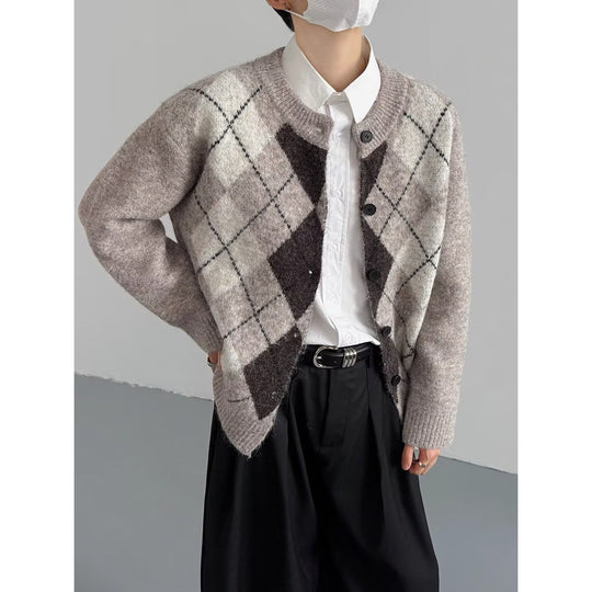Damen Grobstrickjacke mit modernem Karomuster Shop Nory