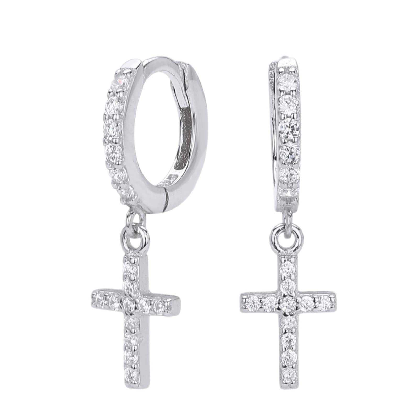 Damen Ohrhänger mit funkelndem Kreuzanhänger aus hochwertigem 925 Sterling Silber Shop Nory
