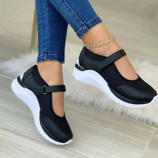 Damen Atmungsaktive Mary-Jane Sneaker mit Klettverschluss und Keilsohle Shop Nory