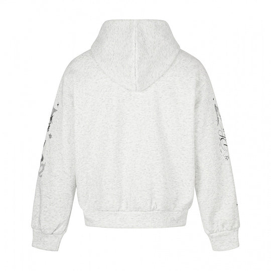 Unisex Oversize-Kapuzenzipjacke mit Allover-Grafikprint, Reißverschluss und geripptem Saum Shop Nory
