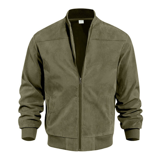 Herren nan Veloursimitation Blouson mit Stehkragen, elastischen Rippbündchen und verdecktem Reißverschluss Shop Nory