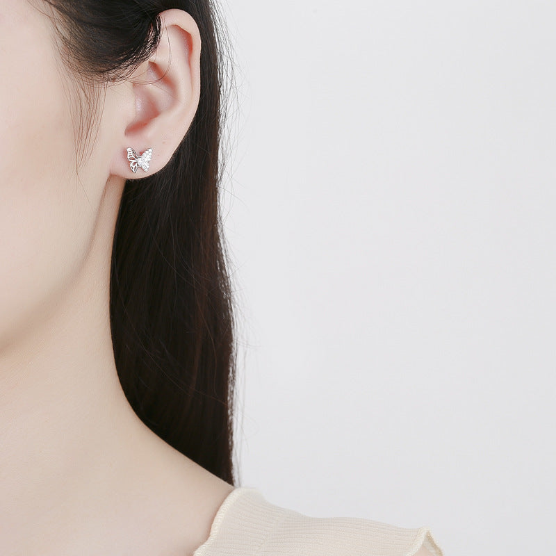 Damen Ohrringe im filigranen Schmetterlingsdesign mit Zirkonbesatz Shop Nory