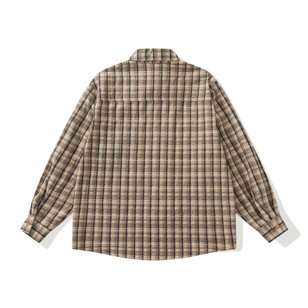 Herren Karierte Leinenhemd-Jacke mit aufgesetzten Brusttaschen Shop Nory