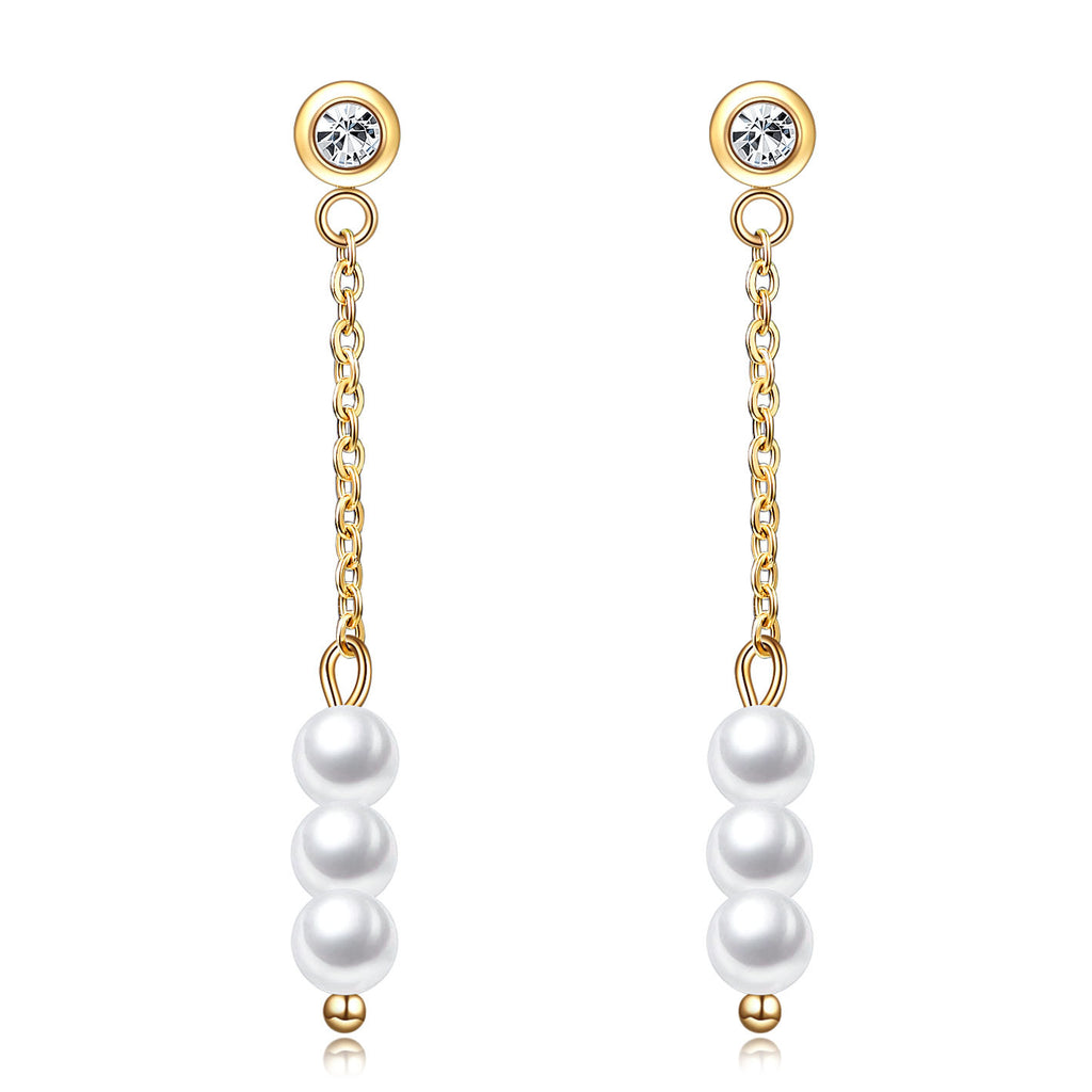 Damen Ohrhänger mit eleganten Perlen-Details und funkelndem Zirkonia Shop Nory