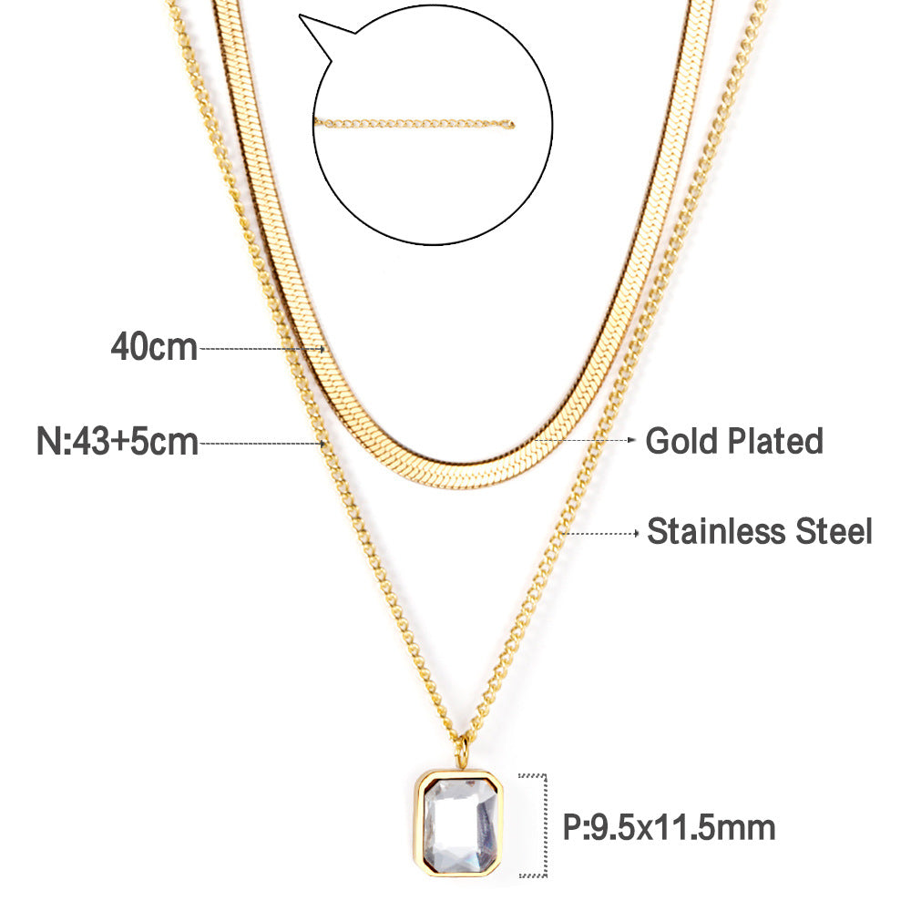 Damen elegante Halskette mit funkelndem Kristallanhänger und verstellbarer Kette Shop Nory