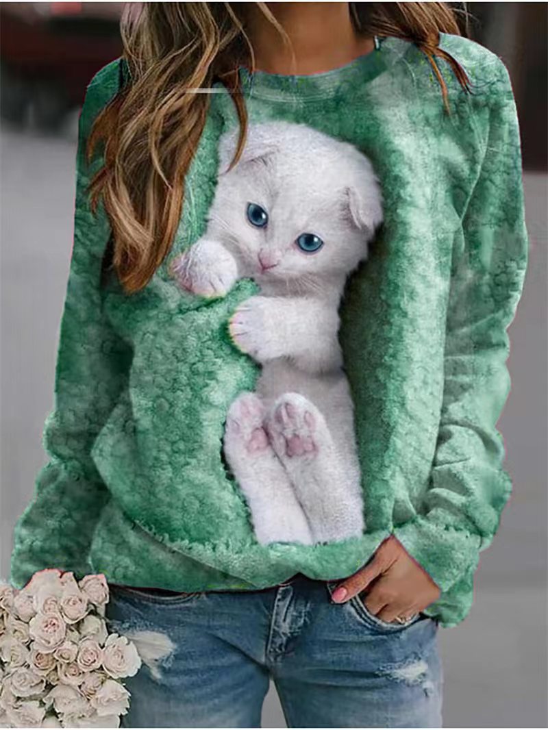 Damen Sweatshirt mit niedlichem Tiermotiv