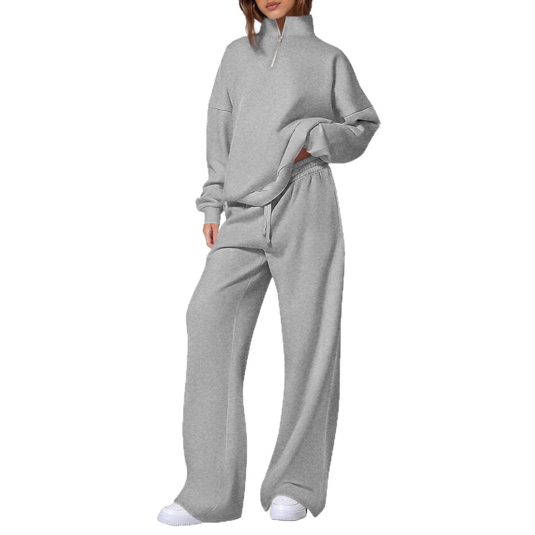 Damen nan oversized Jogginganzug mit Stehkragen halbem Reißverschluss und weitem Bein Shop Nory