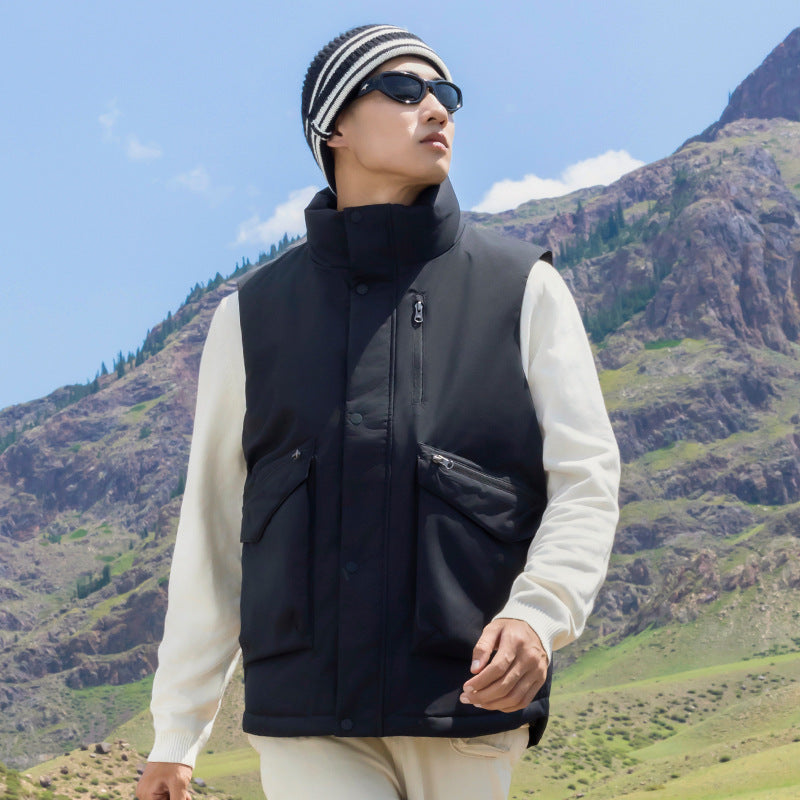 Herren Steppweste mit hohem Stehkragen und multifunktionalen Reißverschlusstaschen Shop Nory