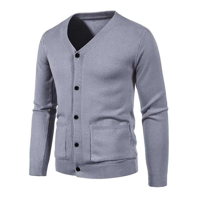 Herren Strickjacke mit V-Ausschnitt und praktischen Taschen