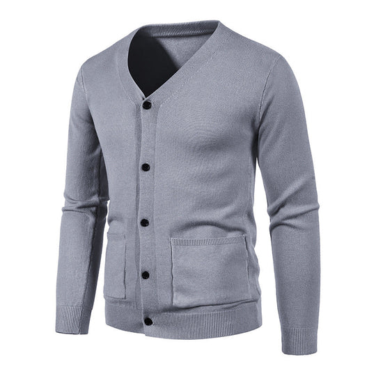 Herren Strickjacke mit V-Ausschnitt und praktischen Taschen