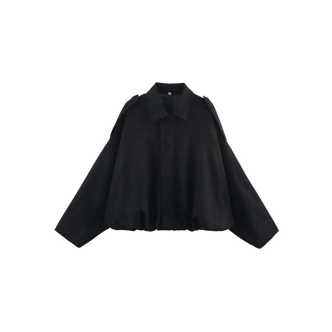 Damen Oversize Cropped Veloursblouson mit Tunnelzug-Bund und Schulterpatten Shop Nory