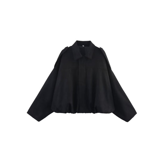 Damen Oversize Cropped Veloursblouson mit Tunnelzug-Bund und Schulterpatten Shop Nory