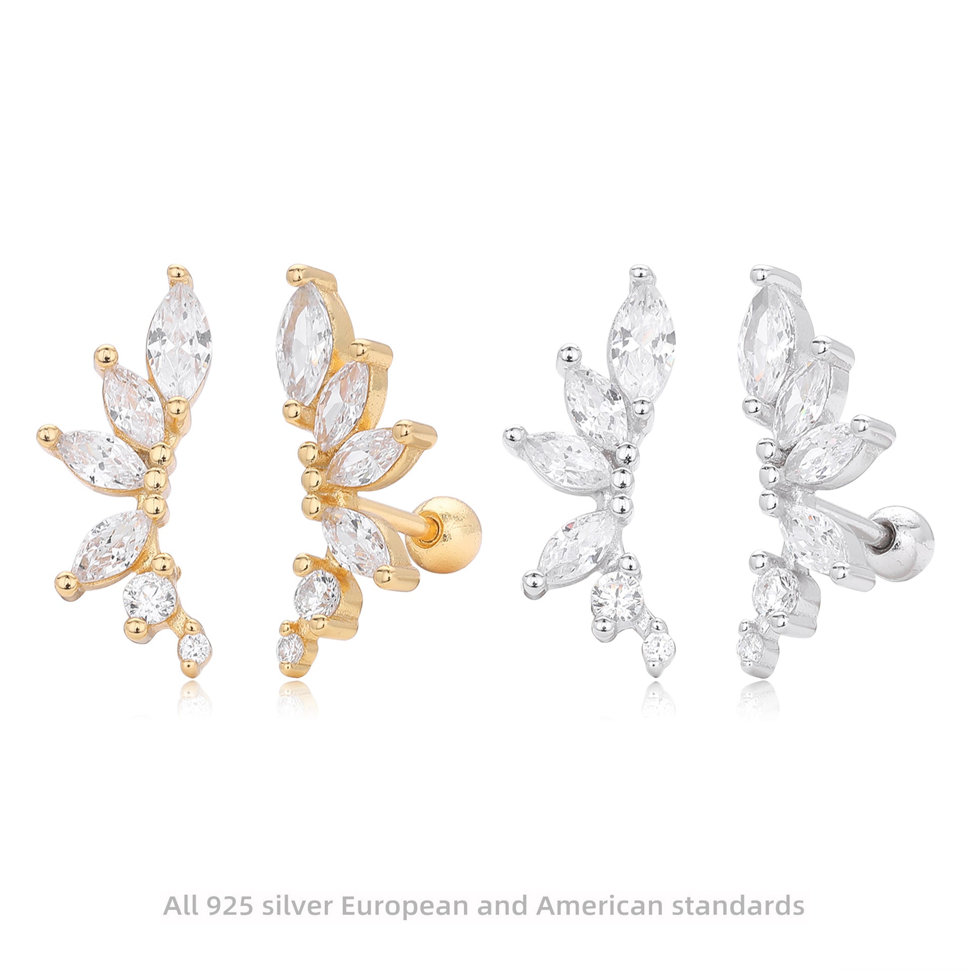 Damen Ohrhänger mit luxuriösem Zirkon-Arrangement aus 925 Sterling Silber Shop Nory