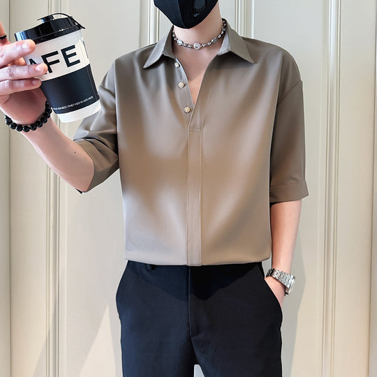 Herren Modisches Kurzarm-Hemd mit Knopfleiste Shop Nory