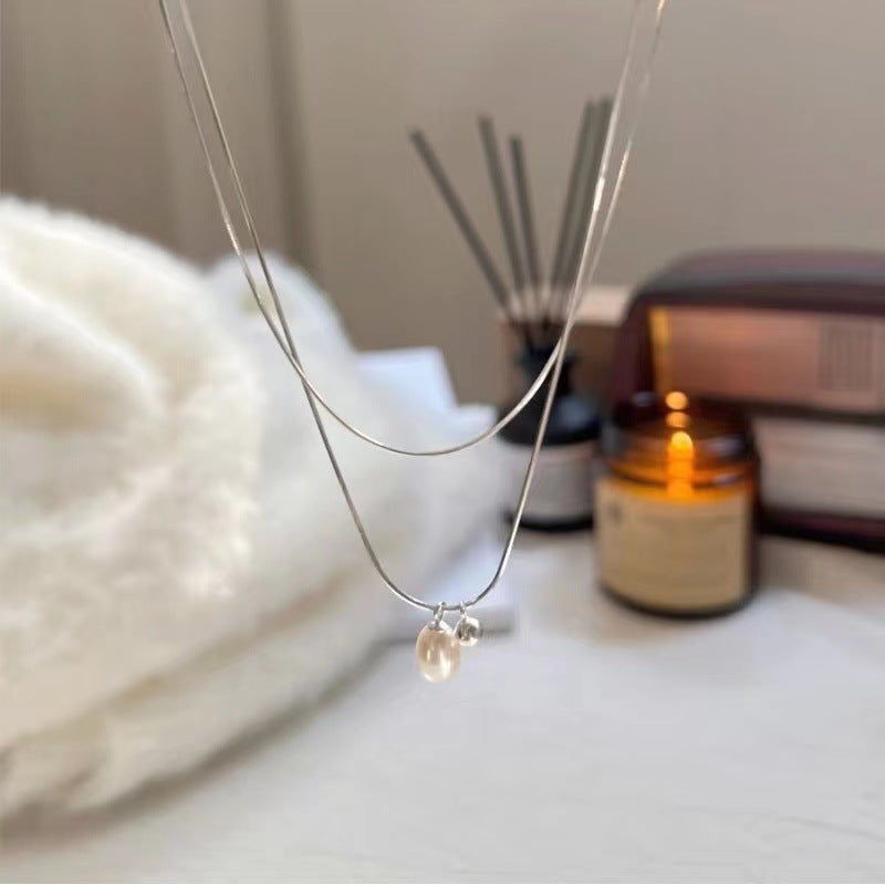 Damen elegante doppellagige Halskette mit stilvollem Anhänger Shop Nory