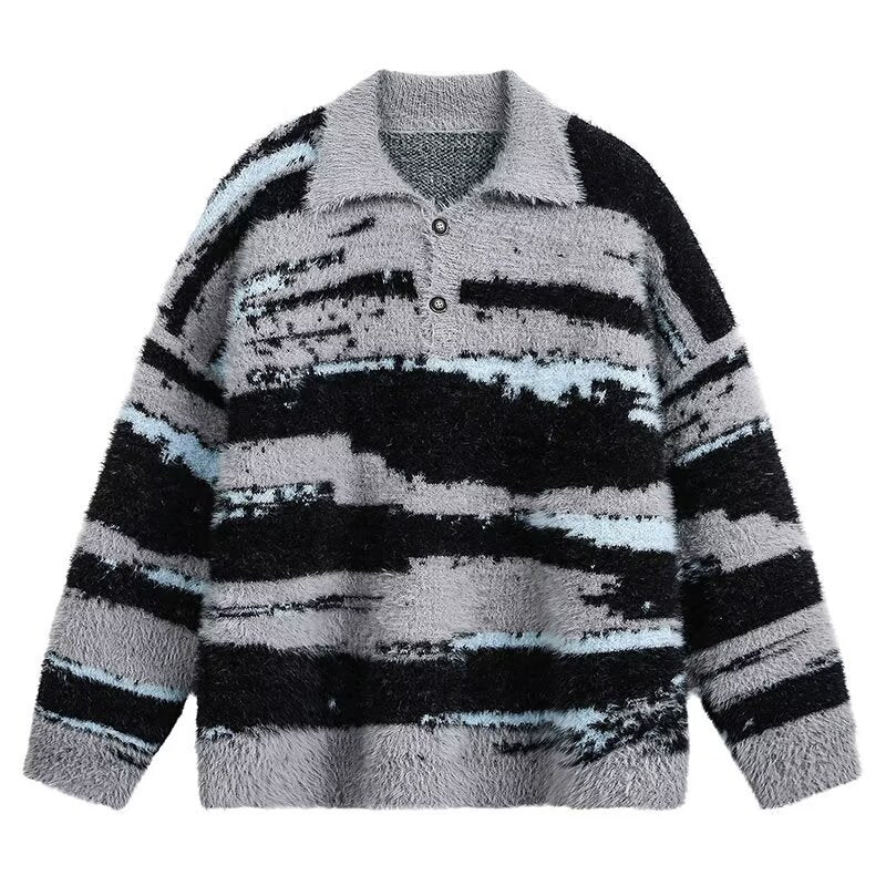 Damen Kuscheliger Oversized Pullover mit Streifen Shop Nory