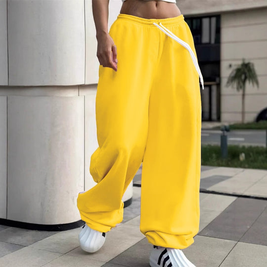 Damen nan weite Baggy-Jogginghose mit hohem Komfortbund, Kordelzug und elastischen Knöchelbündchen Shop Nory
