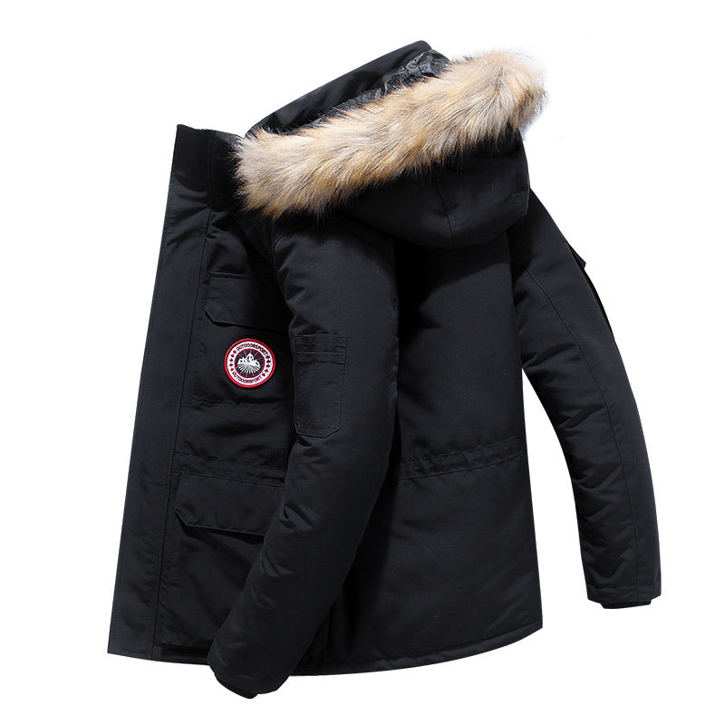 Herren Parka mit abnehmbarer Kapuze und Kunstfellbesatz, wind- und wasserdichte Thermoisolierung Shop Nory