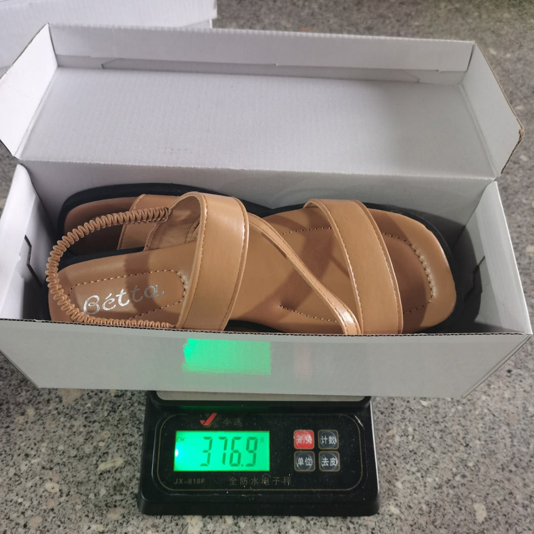 Damen Metallic Riemchen-Sandalen mit elastischem Rückenteil