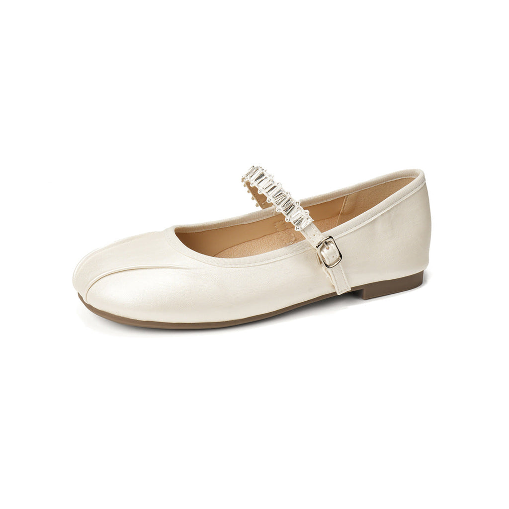 Damen Ballerinas mit elegantem Riemen und schimmerndem Obermaterial