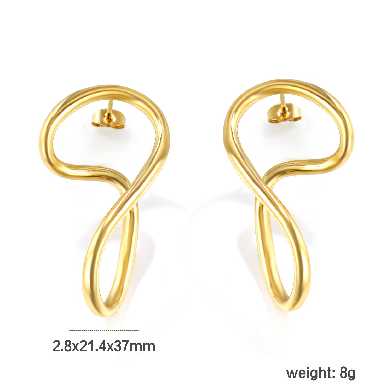 Damen moderne geschwungene Edelstahl-Ohrstecker Shop Nory