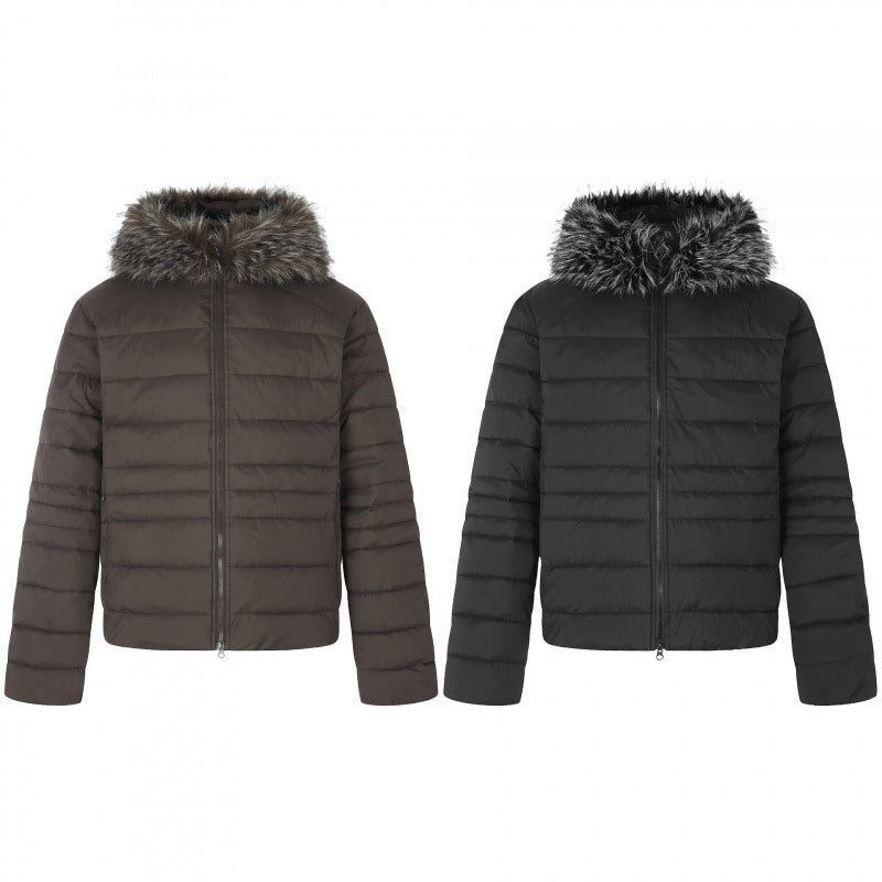 Damen Kurz geschnittene gesteppte Kapuzenjacke mit abnehmbarem Kunstfellkragen und Thermofüllung Shop Nory