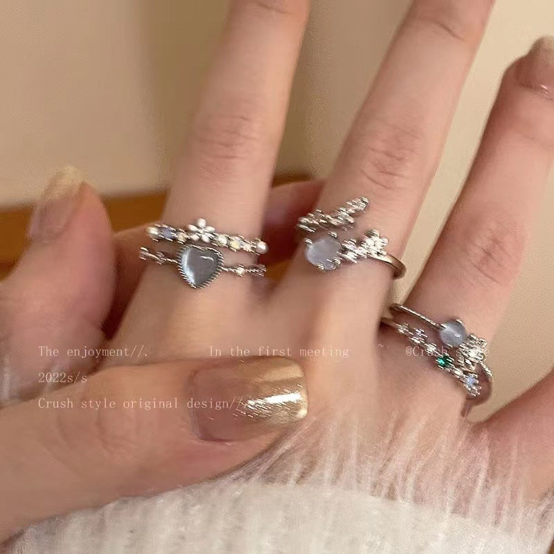 Damen Ring-Set mit herzförmigen und funkelnden Zirkonia-Elementen Shop Nory