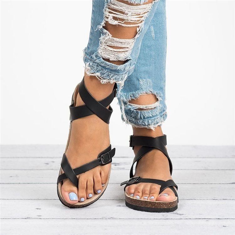 Damen bequeme Riemchen-Sandalen mit anatomischem Fußbett und verstellbarem Riemendesign