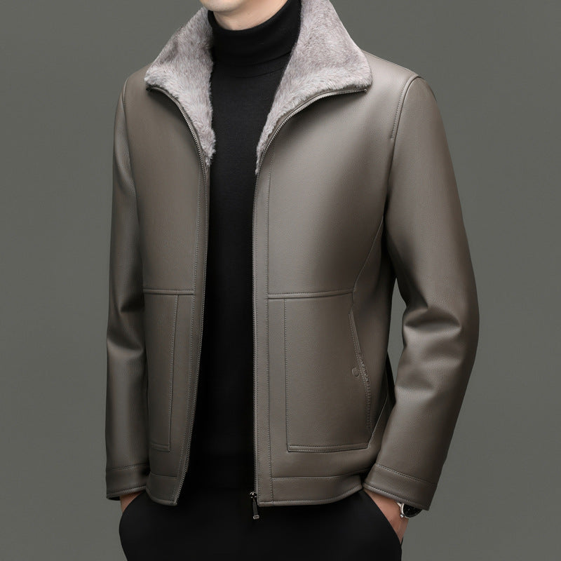 Herren Lederjacke mit wärmender Teddy-Fütterung und Frontreißverschluss Shop Nory