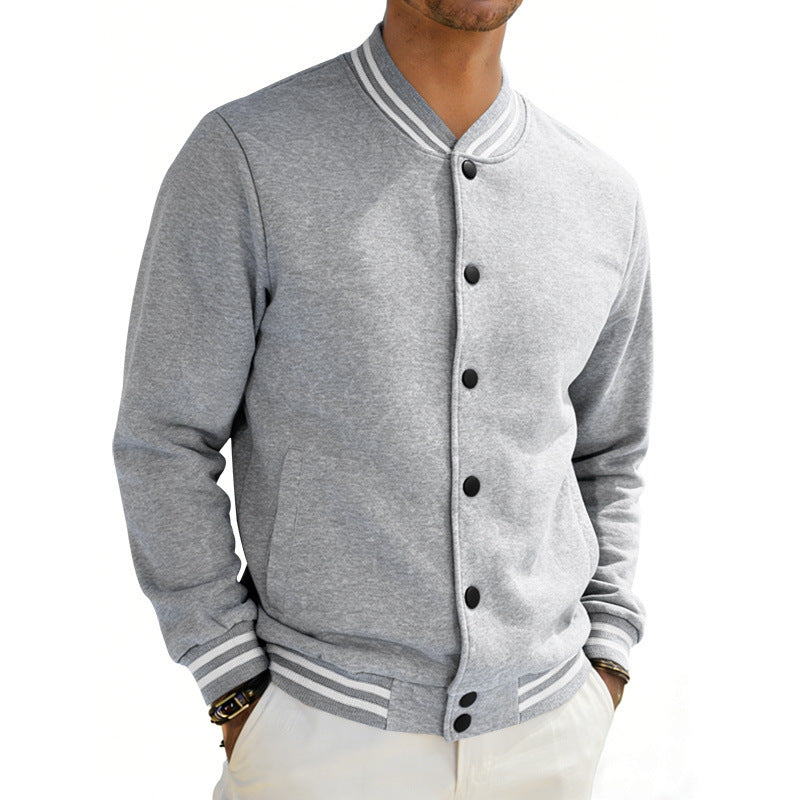 Herren Varsity-Bomberjacke aus Sweat mit gestreiftem Rippkragen Shop Nory