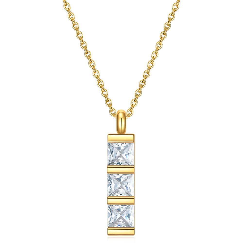 Damen Halskette mit modernem, geometrischem Anhänger und funkelnden Zirkonia Shop Nory