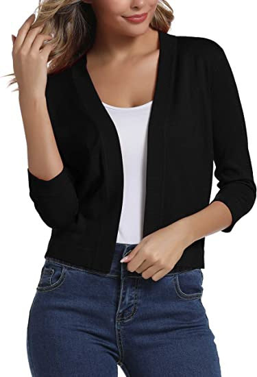 Damen nan offener Kurzcardigan mit dreiviertelärmeln und elastischem Saum Shop Nory