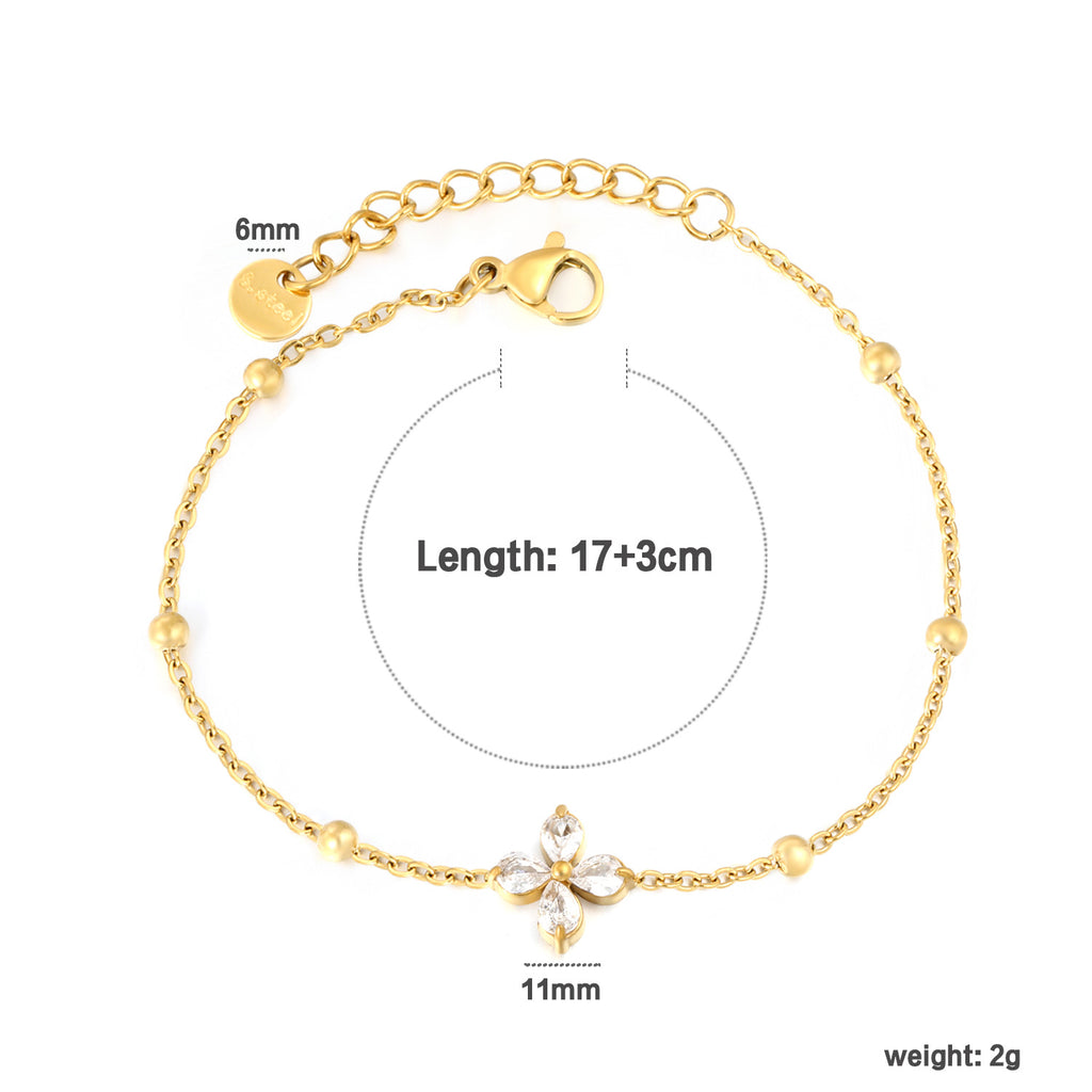Damen Armband mit funkelnden Kristallen und zartem Kettendesign Shop Nory