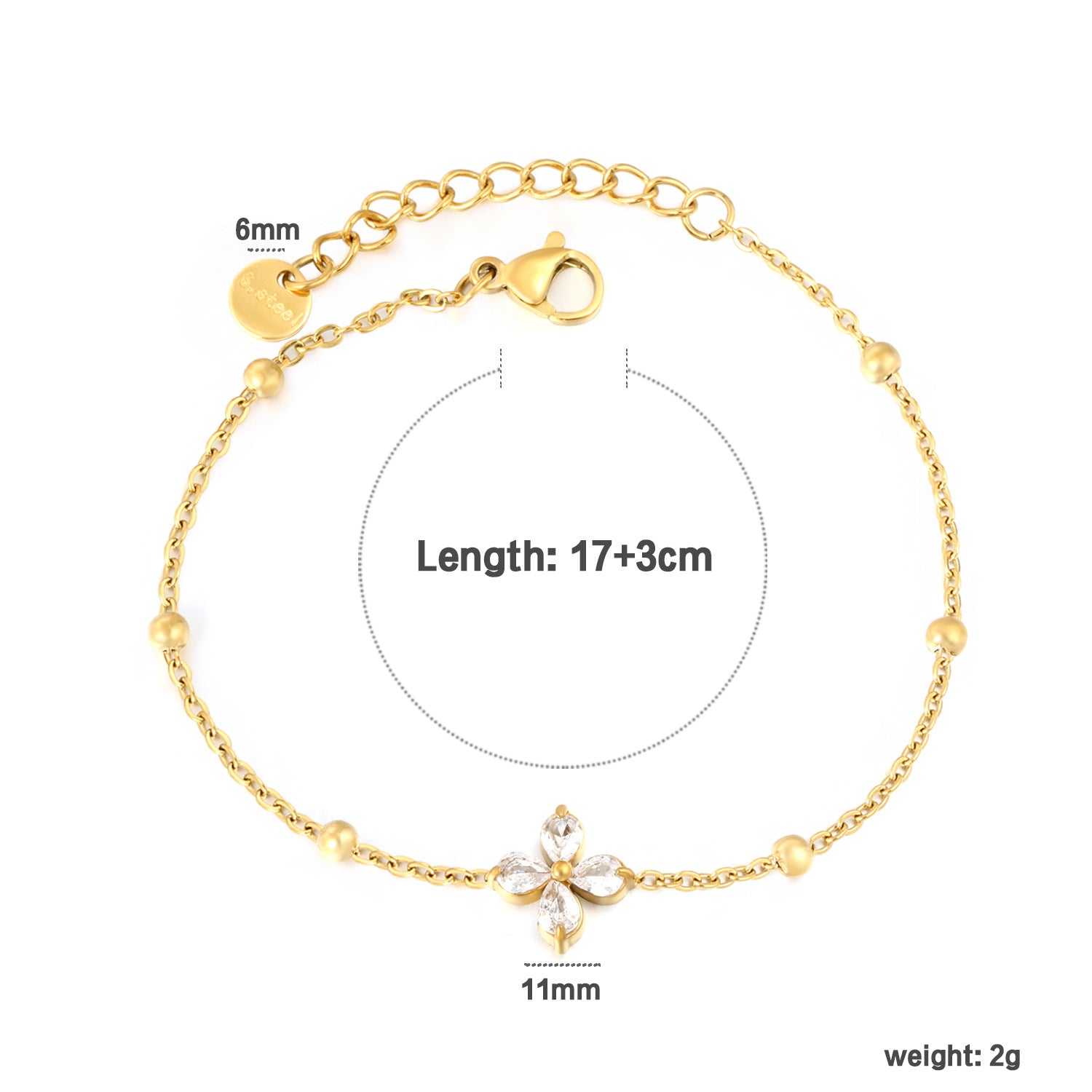Damen Armband mit funkelnden Kristallen und zartem Kettendesign Shop Nory