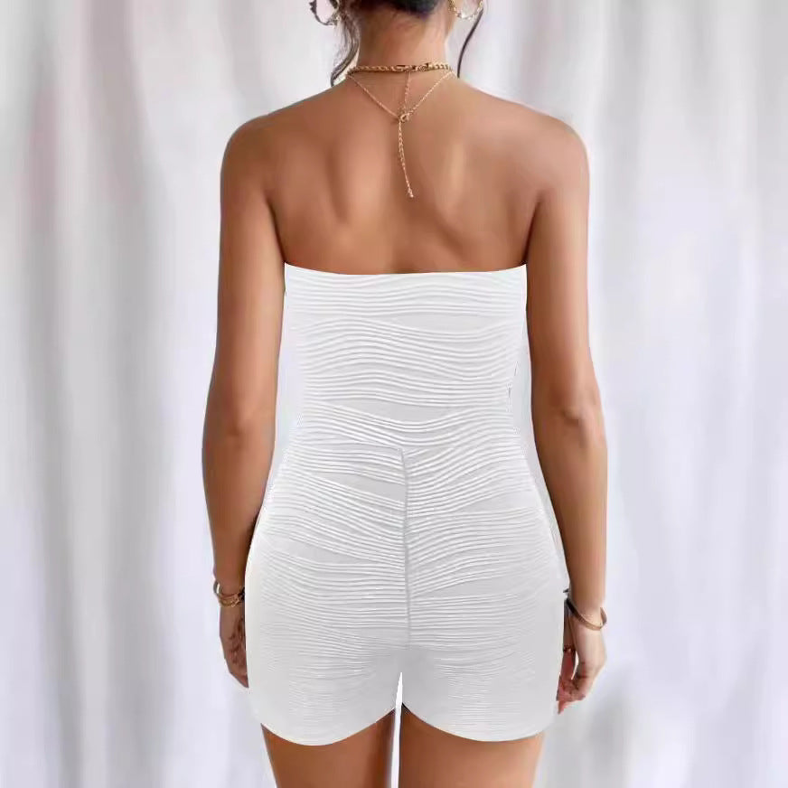 Damen ärmelloser Jumpsuit mit gerafftem Design