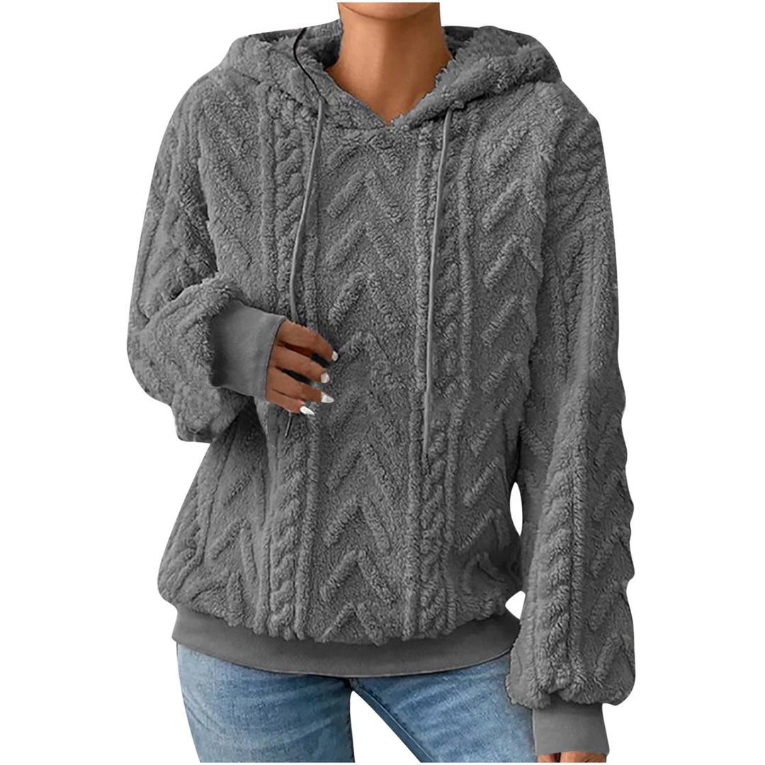 Damen nan kuscheliger Kapuzenpullover mit Zopfmuster Eingrifftaschen und Rippbündchen Shop Nory