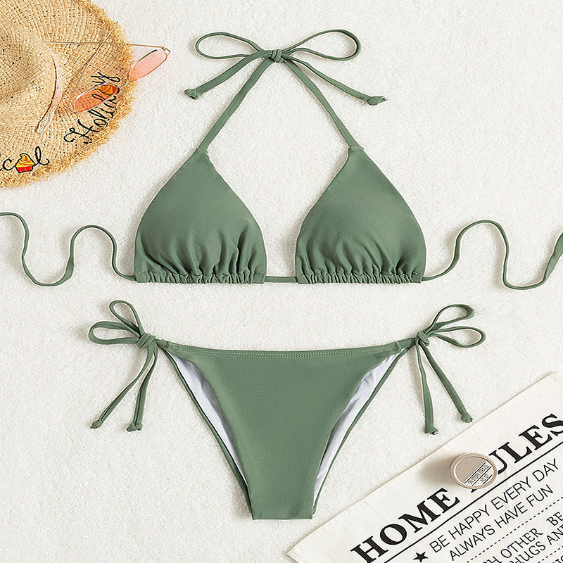 Damen Triangel-Bikini mit verstellbaren Bändern und elastischem Taillenbund