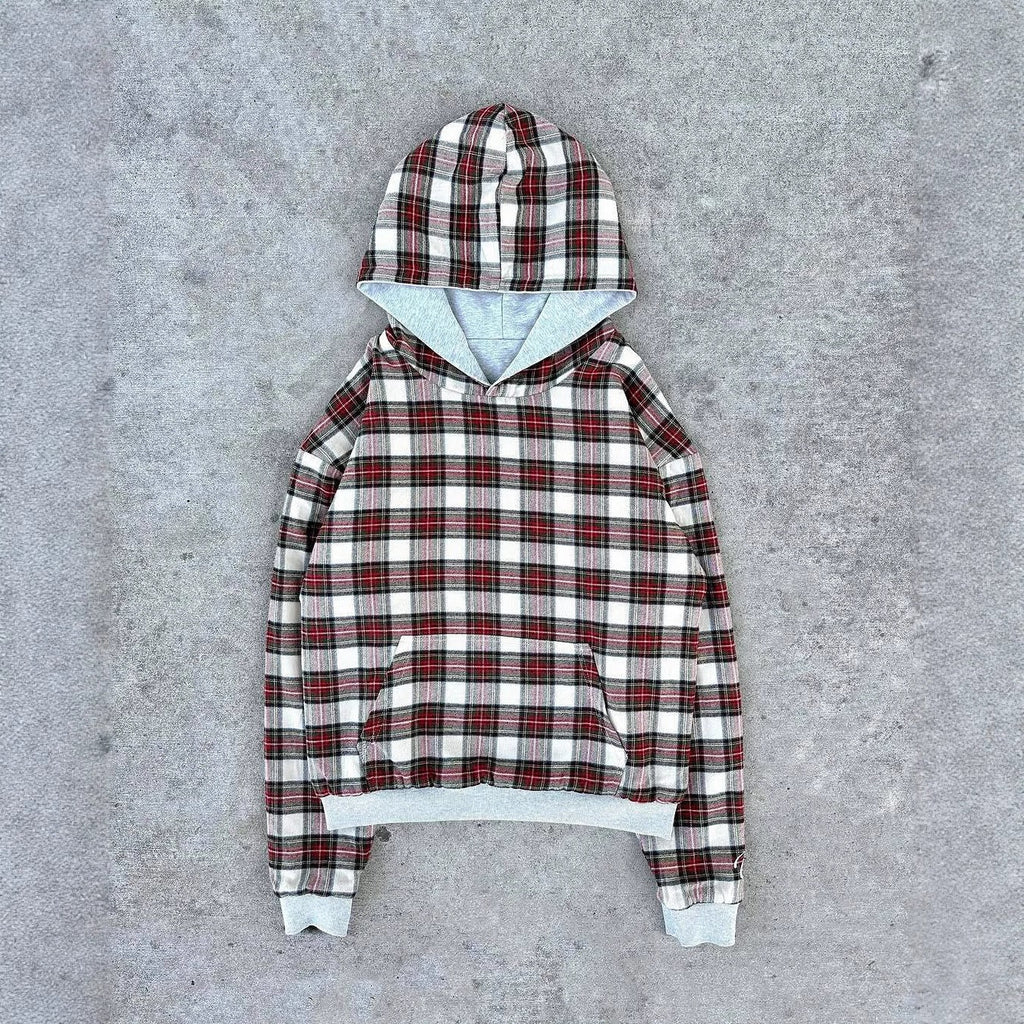 Damen Kapuzenpullover mit modernem Karo-Futter