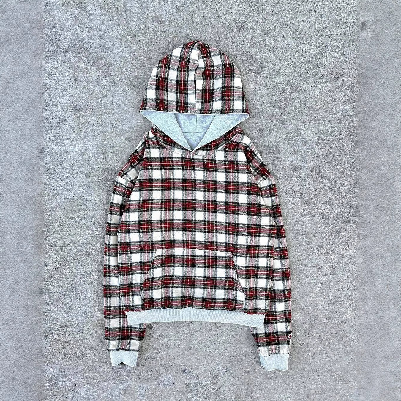 Damen Kapuzenpullover mit modernem Karo-Futter