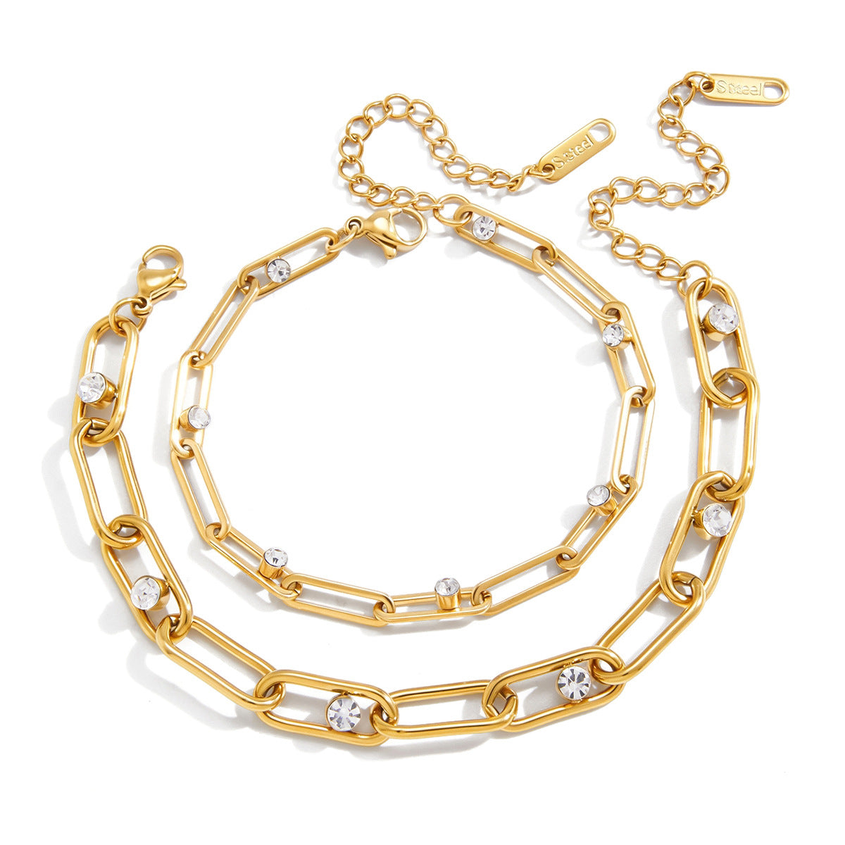 Damen elegantes Armband mit funkelnden Zirkonia-Details aus hypoallergenem Edelstahl Shop Nory