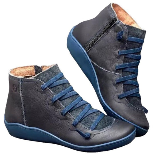 Damen Knöchelhohe Komfort-Boots mit elastischer Zier-Schnürung und seitlichem Reißverschluss Shop Nory