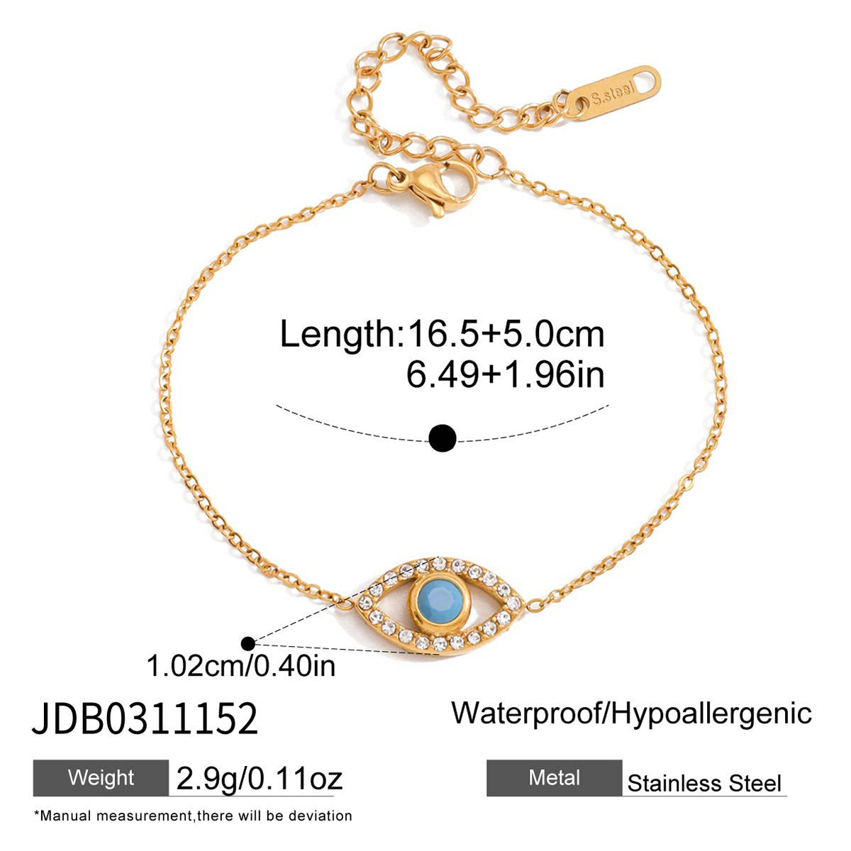 Damen Armband mit reizvollem Augendesign und hypoallergener Edelstahlverarbeitung Shop Nory