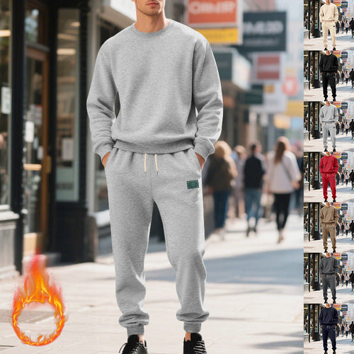 Herren lässiger Freizeitanzug mit weichem Fleece und elastischem Bund