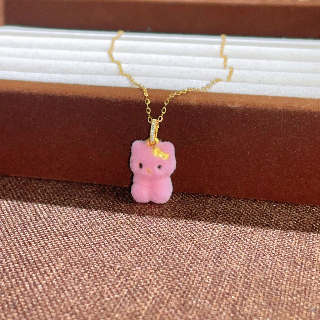 Damen verspielte Halskette mit buntem Teddy-Anhänger Shop Nory