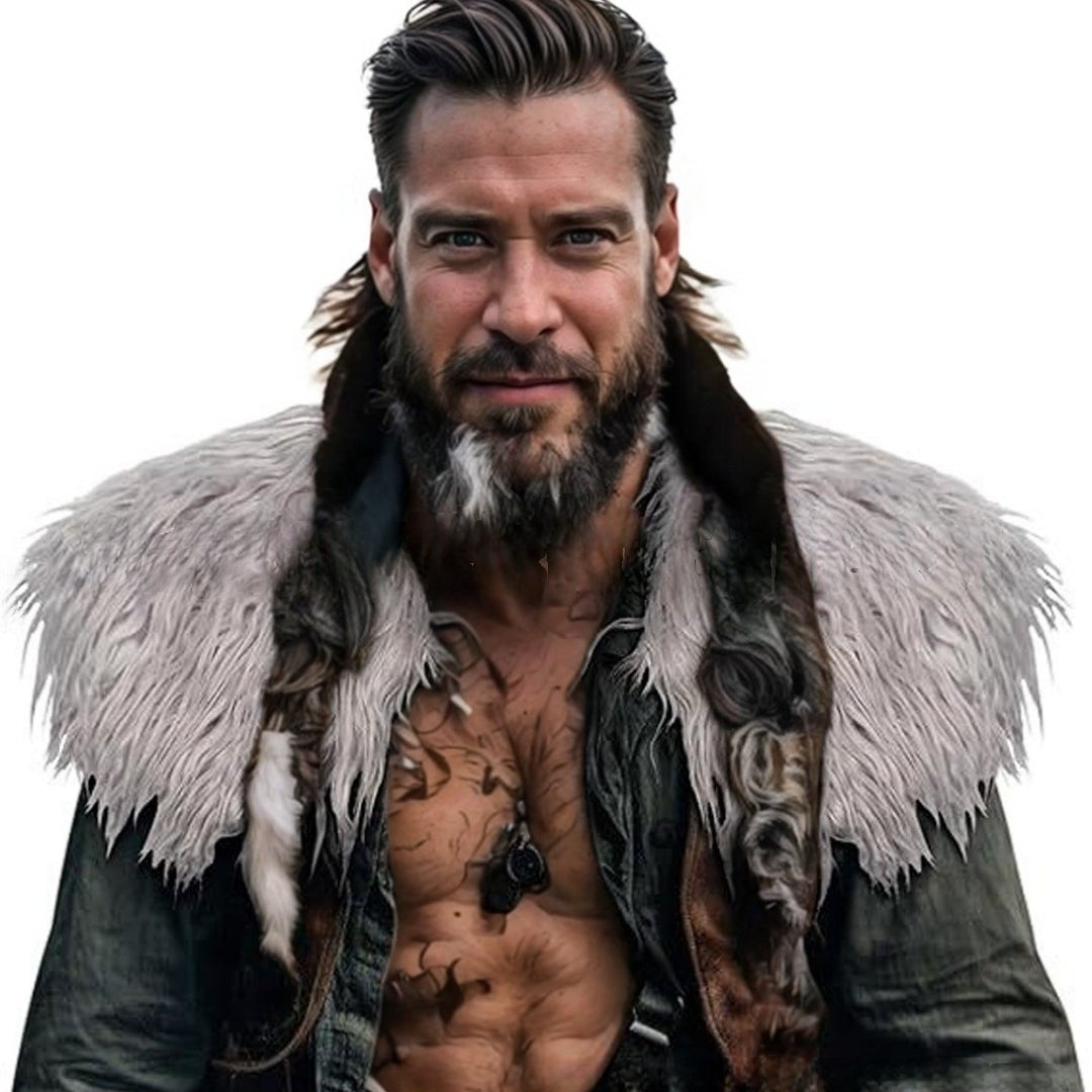 Herren Kunstpelz‑Schultercape im nordischen Stil mit voluminösem Langflor Shop Nory